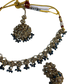 Blue - Medium Size Antique Gold Finish Necklace Set with Earrings & Head Piece - RAK436 04A26