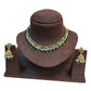 Green - Medium Size Antique Gold Finish Necklace Set with Earrings - RAK375 Pp