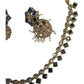 Navy Blue - Small - Antique Gold Finish Necklace Set with Earrings - AE2405 C 0724