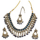 Blue - Medium - Antique Gold Finish Necklace Set with Earrings - RAK185 Cp 0724