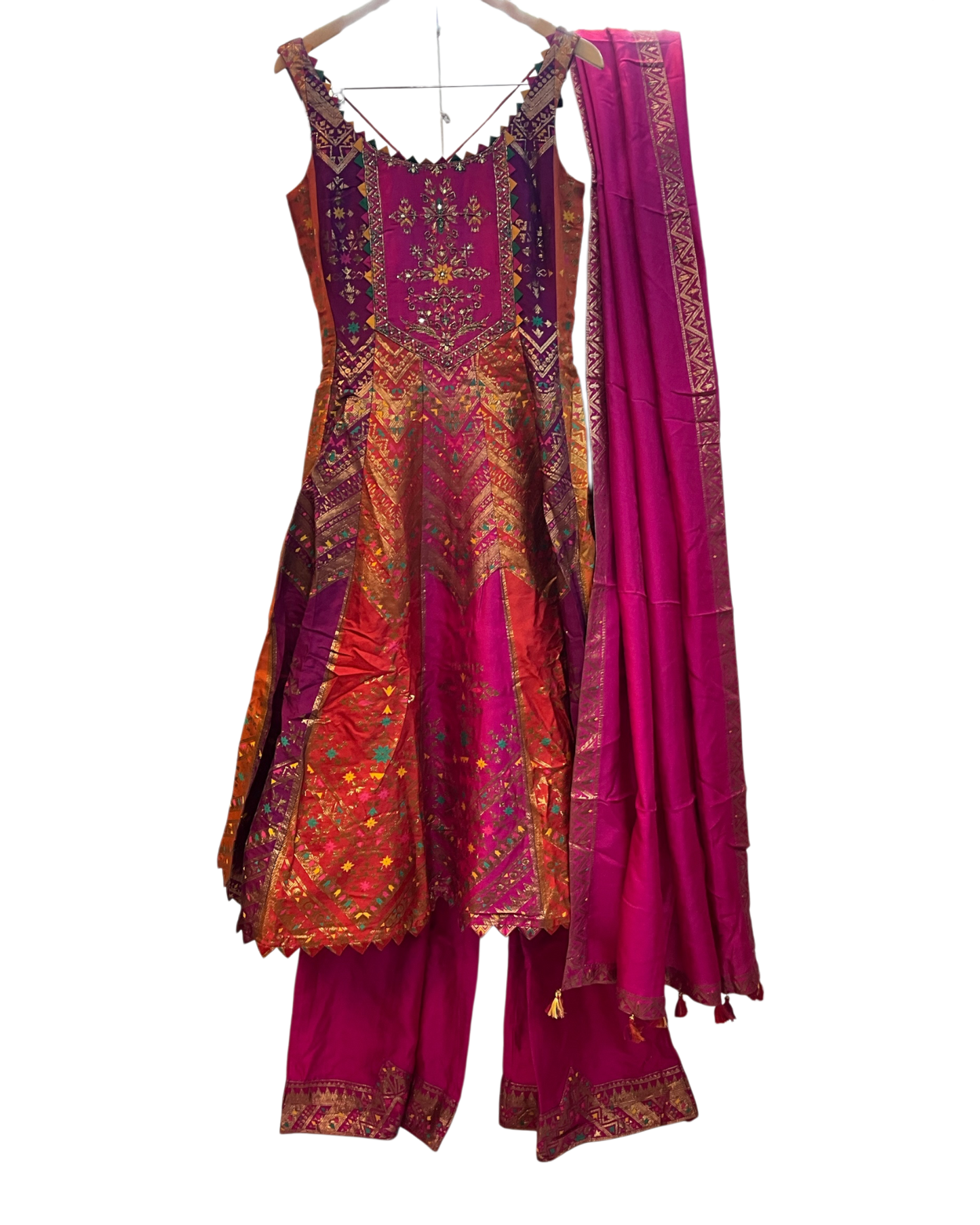 Size 20 (46") - Fuchsia Pink - Designer -  Ladies Long Top / Dress Anarkali Trousers Suit - VMK Varsha 04CP26