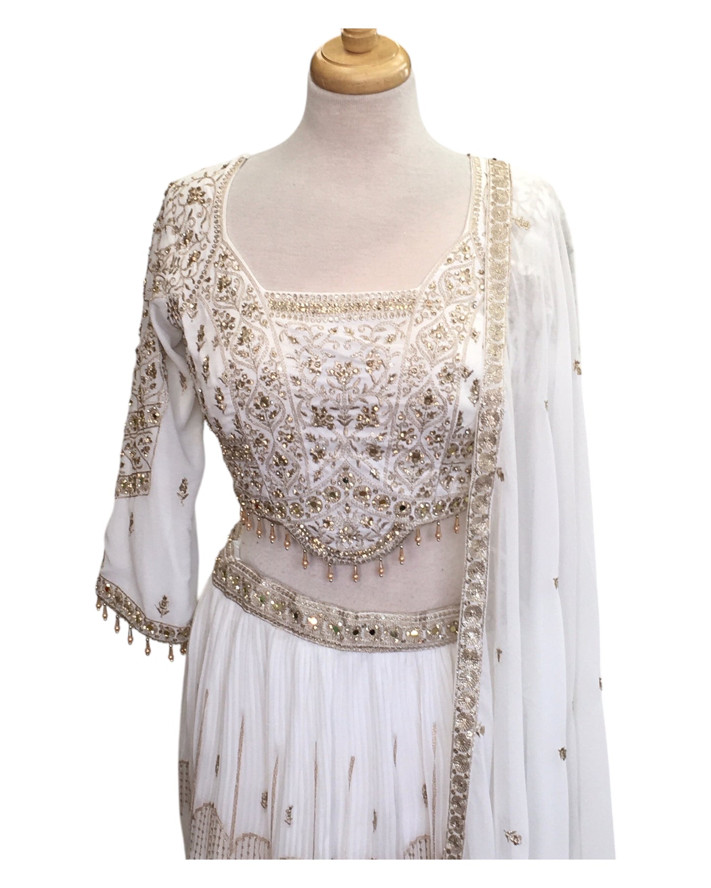 Size 12 / 38" Bust - Off White - Ready Made Lehenga Set - UK Stock - 24h Dispatch - KTC2501 59 TP 0125
