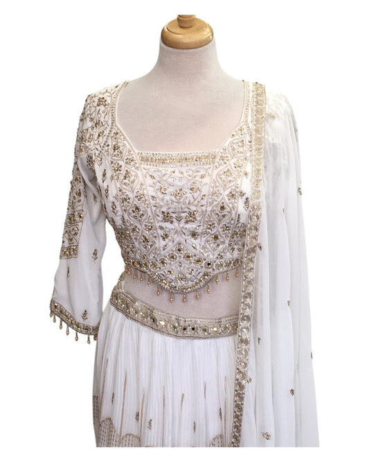 Size 12 / 38" Bust - Off White - Ready Made Lehenga Set - UK Stock - 24h Dispatch - KTC2501 59 TP 0125