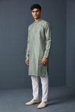 Sea Green - Banarasi Handloom Brocade Mens Indian Kurta set with Trousers - UK Stock - Weddings / Walimas , Sangeet, Diwali, Eid, Mehndi / Henna - VEE2509 VR