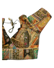 Olive / Mehndi / Henna Green - Banarasi Brocade Saree / Lehenga blouse - 36
