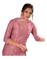 Pink - Simple / Classy Cotton Silky Ladies Indian Salwar Suit with Printed Dupatta - LL13803 KA 1123