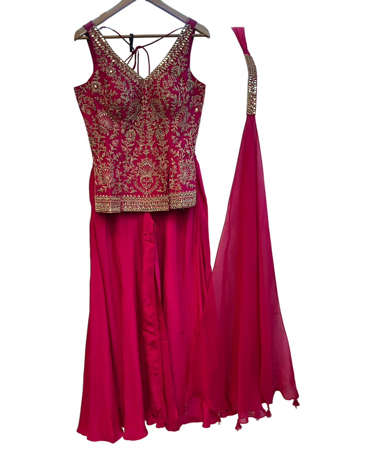 UK 12 / 38" - Fuchsia Pink - Designer Ladies Medium Top Palazzo Trousers Suit -  - VMK Sunita 10PA26
