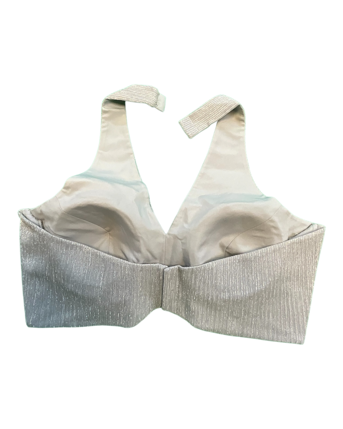 Size 36" / UK 10 - Silver - Shimmery Crinkle Halter Neck Saree blouse with cups - UK Stock - Quick Delivery - RNK - R999A-KJ