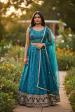 Size 14 / 40" Bust - Tuquoise Blue - Ready Made Lehenga Set - UK Stock - 24h Dispatch - KTC250626 TY