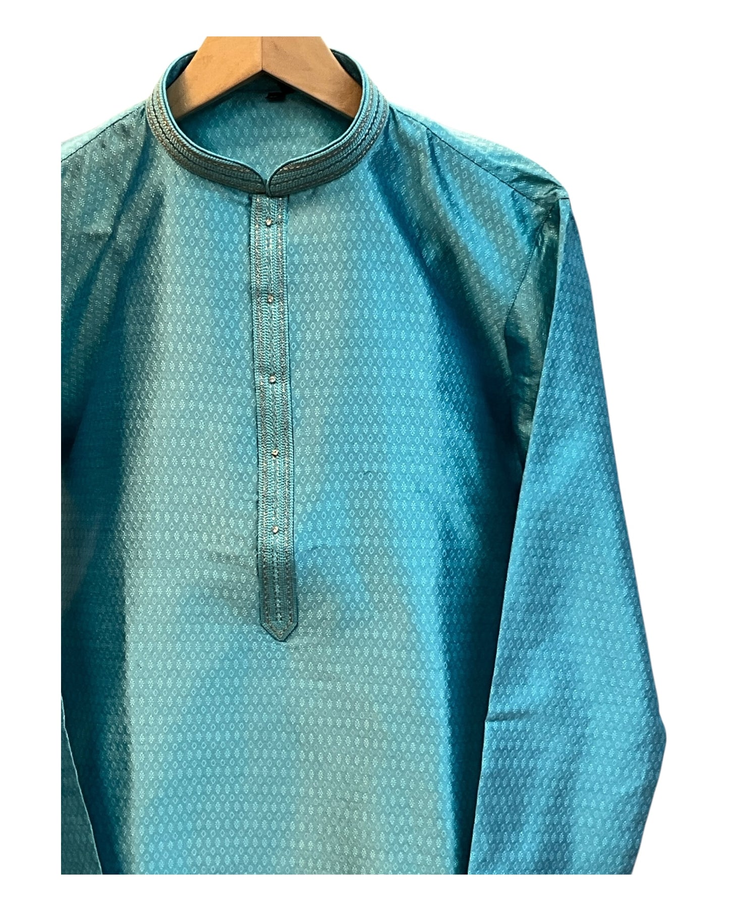 Sky Light Blue - Banarasi Handloom Brocade Mens Indian Kurta set - UK Stock - Weddings / Walimas , Sangeet, Diwali, Eid, Mehndi / Henna - VEE2533 KC
