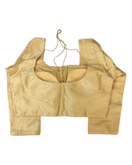 Gold - Dupion Silky Saree blouse with cups, Long Sleeves- 36