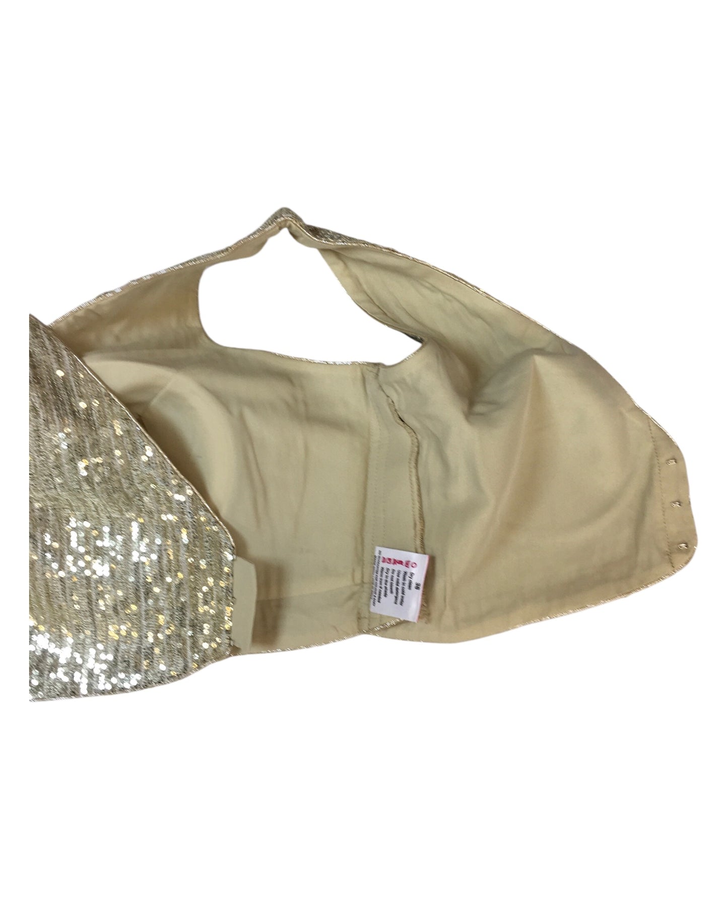 Light Gold - Full Sequins Designer Saree blouse with cups,  Sleeveless - 38" - UK Stock - Quick Delivery - RNK - N604-KT