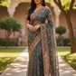 Dark Grey - Classic Saree with Thread Work and Blouse Piece - UK stock - 24hr Dispatch - RS2513 TA