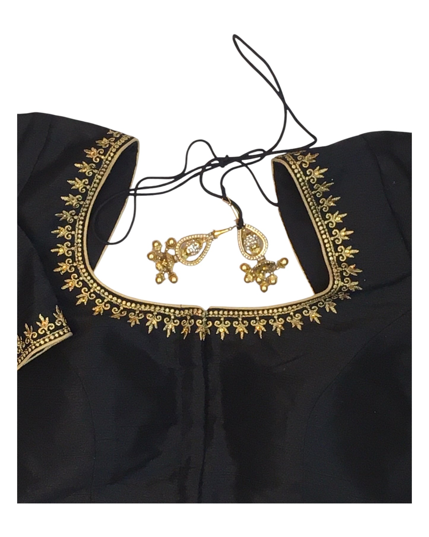 Black - Dupion Silky Saree / Lehenga blouse - 38" Bust (UK 12) Can be let out to size 16  - KP272 01Hp25