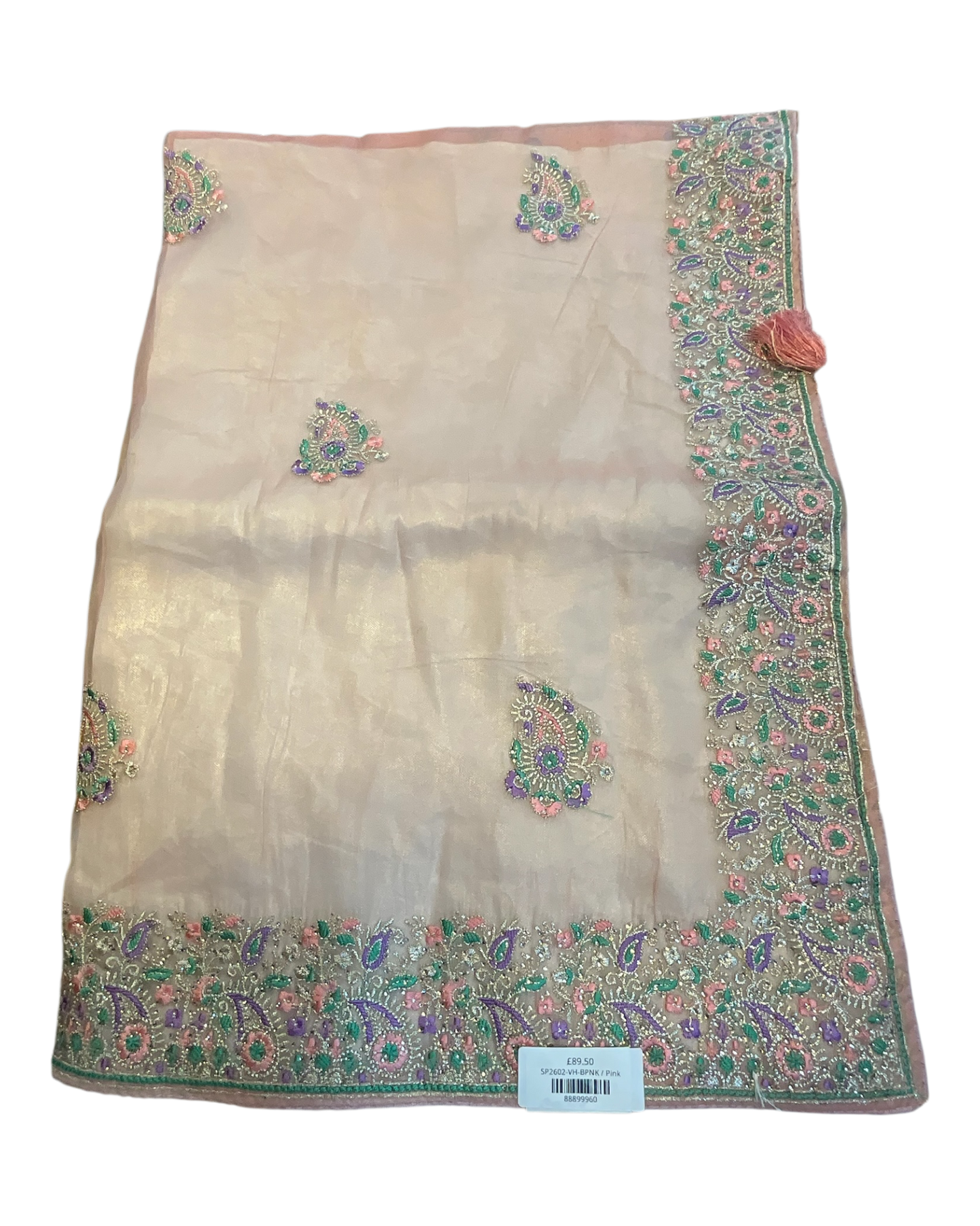 Baby Pink - Fancy Party Saree with Blouse Piece - UK stock - 24hr Dispatch - SP2602 VH
