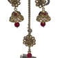 Fuchsia - Medium - Antique Gold Finish Necklace Set with Earrings - DAJ531 KY 0724