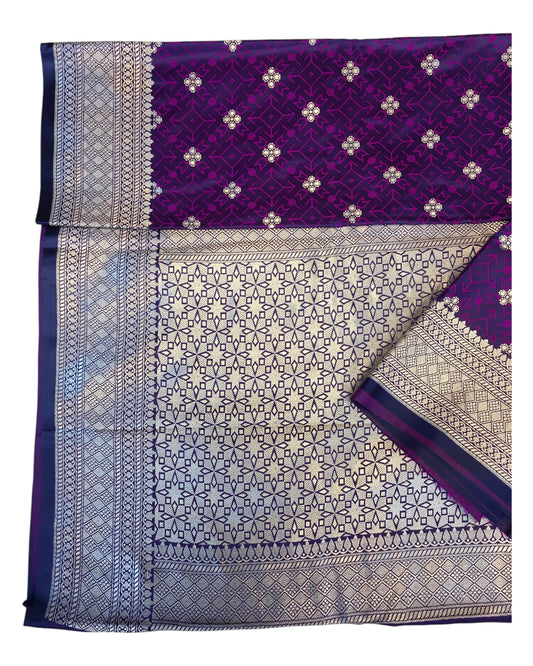 Purple - Traditional Handloom Banarasi Sari / Saree - with Blouse Piece - SN2405 11TP24