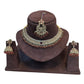Maroon - Medium Size Antique Gold Finish Necklace Set with Earrings & Tika Head piece - GGA05  KV 0525