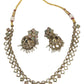 Mint / Pink - Small - Antique Gold Finish Necklace Set with Earrings - AE2405 C 0724