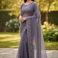 Lilac - Rich Saree with Bead Embroidery and Blouse Piece - UK stock - 24hr Dispatch - RS2524 TY