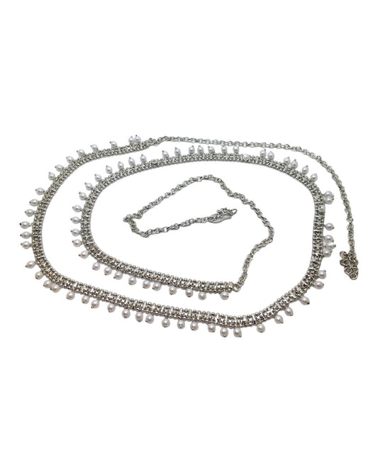 Silver Finish Saree Belt, Waist / Belly Chain - Fancy Dress , Bollywood - DAJ347 R 0923