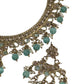 Sea Green - Medium Size Antique Gold Finish Necklace Set with Earrings - HR1008  KK 0424