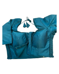 Dark Rama Green / Teal - HYBRID Silky Saree blouse - With Elastic on both side for Great fit - Size 36