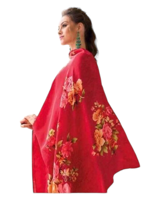 Red - Simple / Classy Ladies Indian Trousers Suit with Printed Dupatta - Size 12 (38") - LL22606 VV 1024