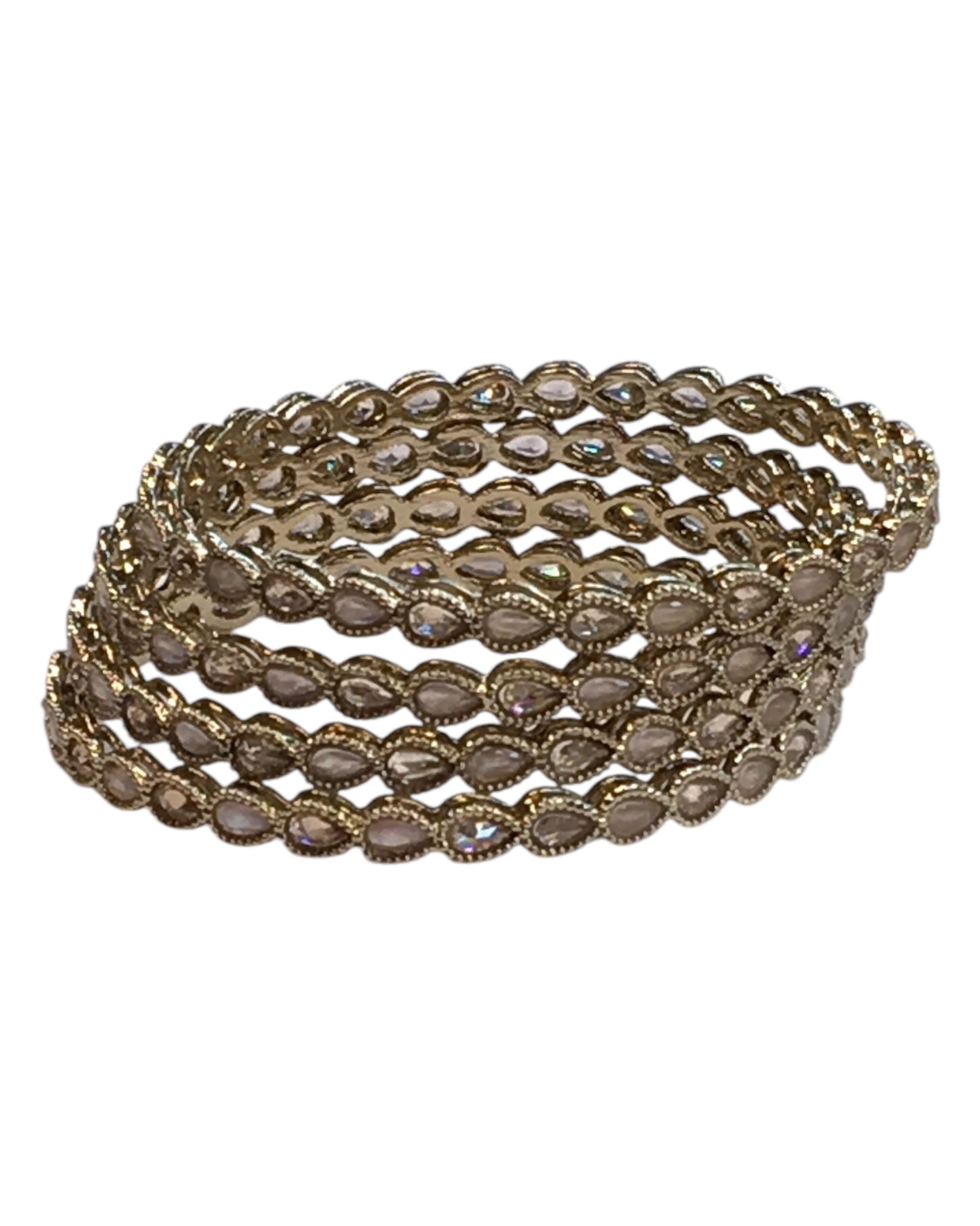 Antique Gold Finish CHAMPAGNE Reverse Stone Bangles (Set of 4) - Mix N Match - NBA2401Jp