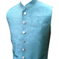 Turquoise Blue - Handloom Dupion Silk Mens Waistcoat - DL2303 KKp1023