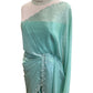 Sea Green - Crepe Chiffon  - Diamante Border Saree with Blouse Piece - DAZ56003 VY 0425
