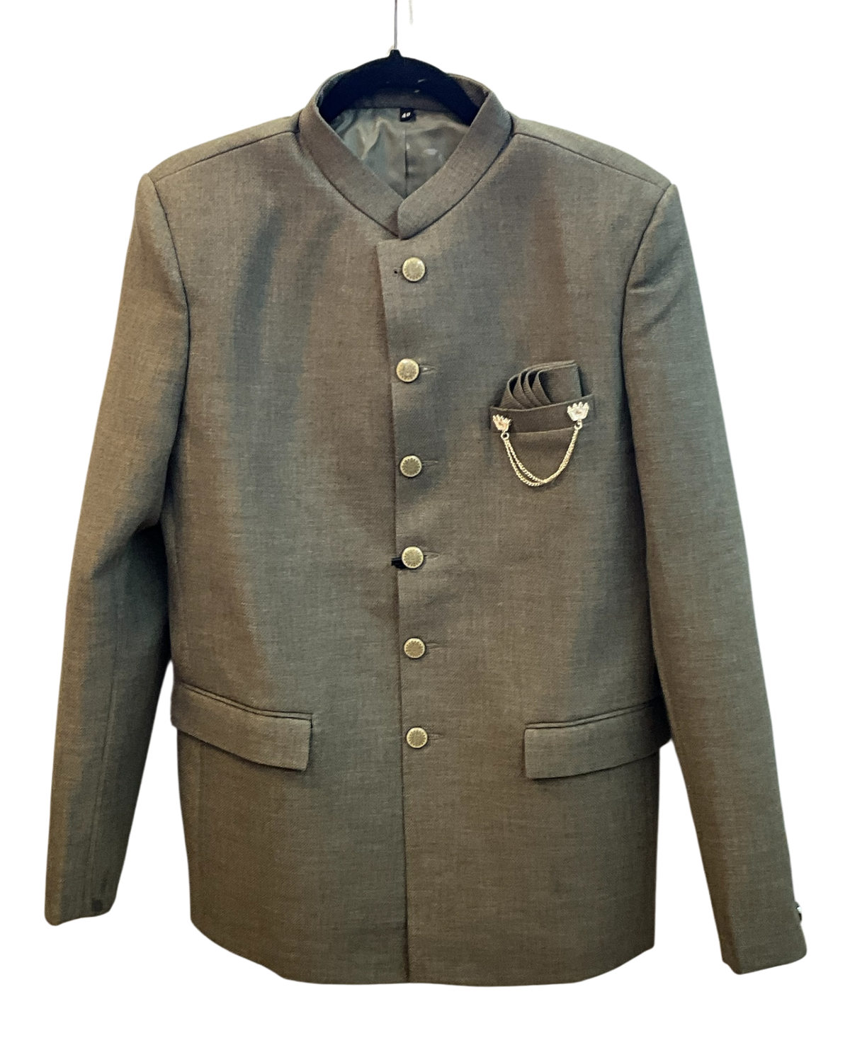 Olive Green - PREMIUM Slim Fit Mens Jute BandhGala / Prince / Chinese Collar Jacket - Fantastic Fit - CS2604 TV