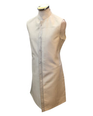 Cream / Off White - PREMIUM Mens Knee Length  Jacket with Long Waistcoat - Fantastic Fit - KCS6100 02PR25