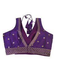 Purple - Dupion Silky Saree / Lehenga blouse - 38