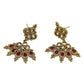 Magenta / Dark Pink - Small Size Antique Gold Finish Necklace Set with Earrings - Bollywood - AE2517 08A25