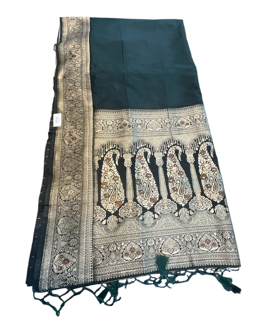 Bottle Green - Traditional Handloom Saree with Blouse Piece - UK stock - 24hr Dispatch - SP2630 KP