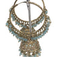 Sky Blue - Large - Antique Finish Traditional Bali Zhumki Earrings - Bollywood - Weddings - JE28 Tp 0724