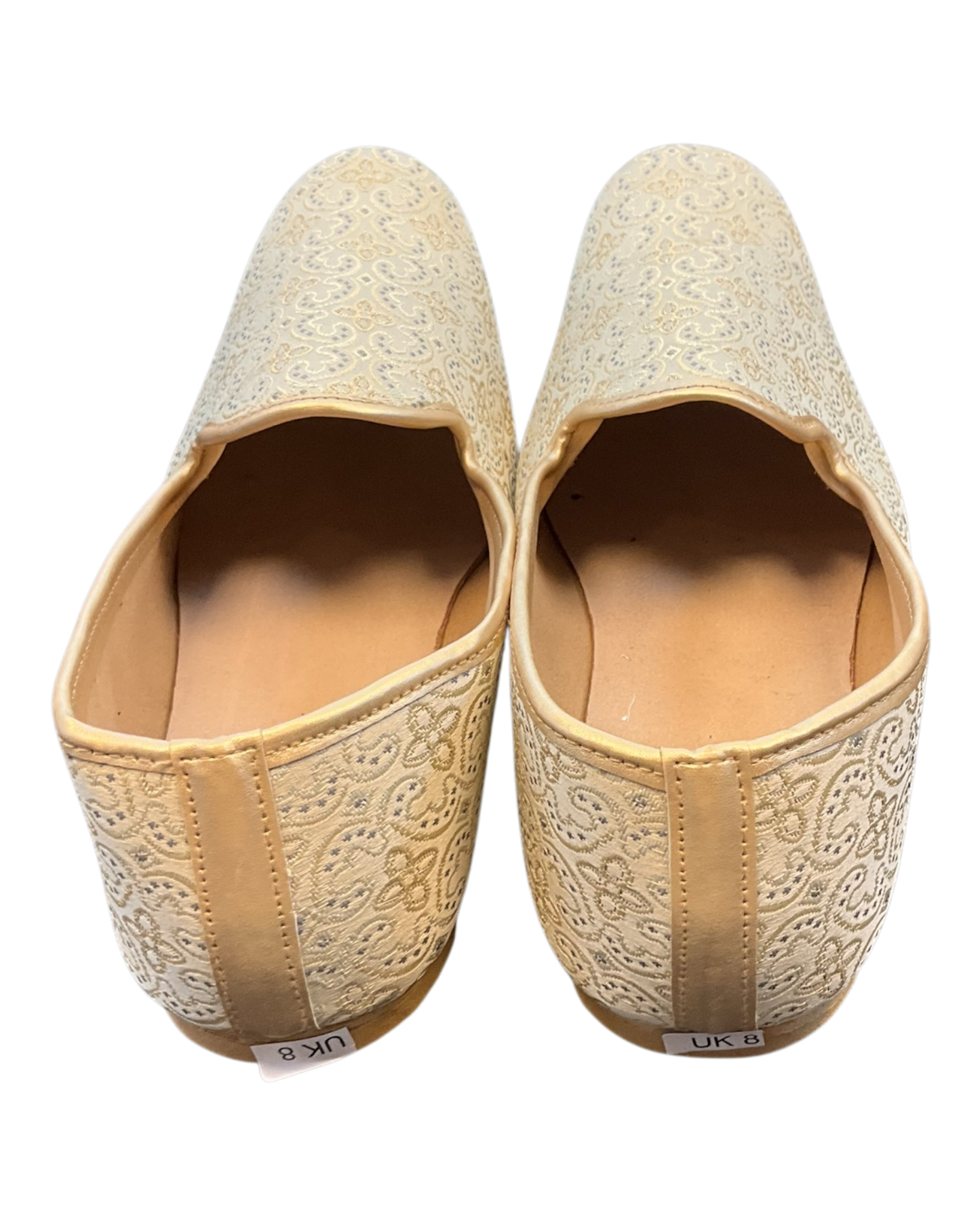 Very Comfortable Gold Brocade Loafer Style Mojri - Indian Mens shoes - Mojari , Khossay -  YD2603