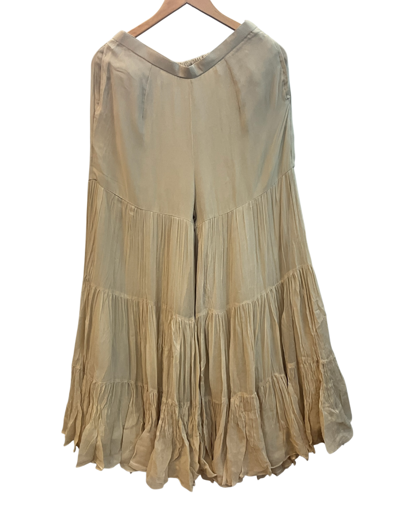 UK 12 / 38" - Beige - Designer Ladies Indian Medium Top Palazzo Trousers Suit - UK Stock - 2/3 days delivery - VMK CHARMI RP