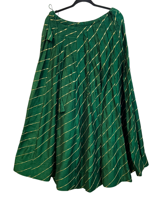 Size UK 16 (42" Bust) Dark Green - Dupion Silk Lehenga Set  - Garba / Dandia , Mehndi / Sangeet / Weddings - Adjustable to Size 18 - UK Stock - 24h Dispatch - AF2506 09TY25