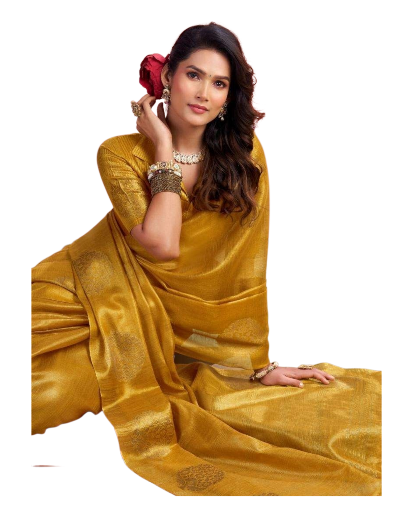 Dark Gold - Traditional Silky Fancy Saree with Blouse Piece - UK Stock - 2/3 days Delivery  12KT25 RP479