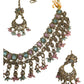 Mint / Pink - Medium - Antique Gold Finish Necklace Set with Earrings - RAK185 Cp 0724
