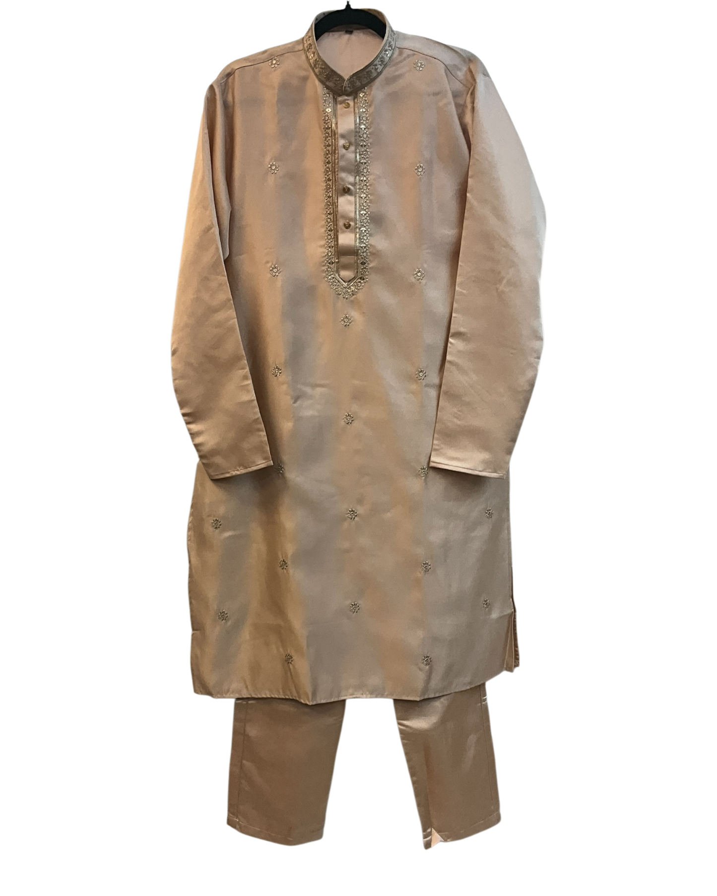 Pastel Peach - Soft Cotton Silky Mens Kurta Set with Neck Thread Embroidery- Sangeet Mehendi Haldi - KCS1019 06KC26