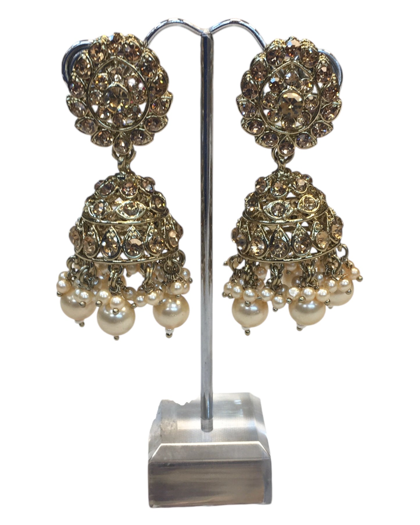 Gold - Large Size Antique Gold Finish Necklace Set with Earrings - JIG49  11H24