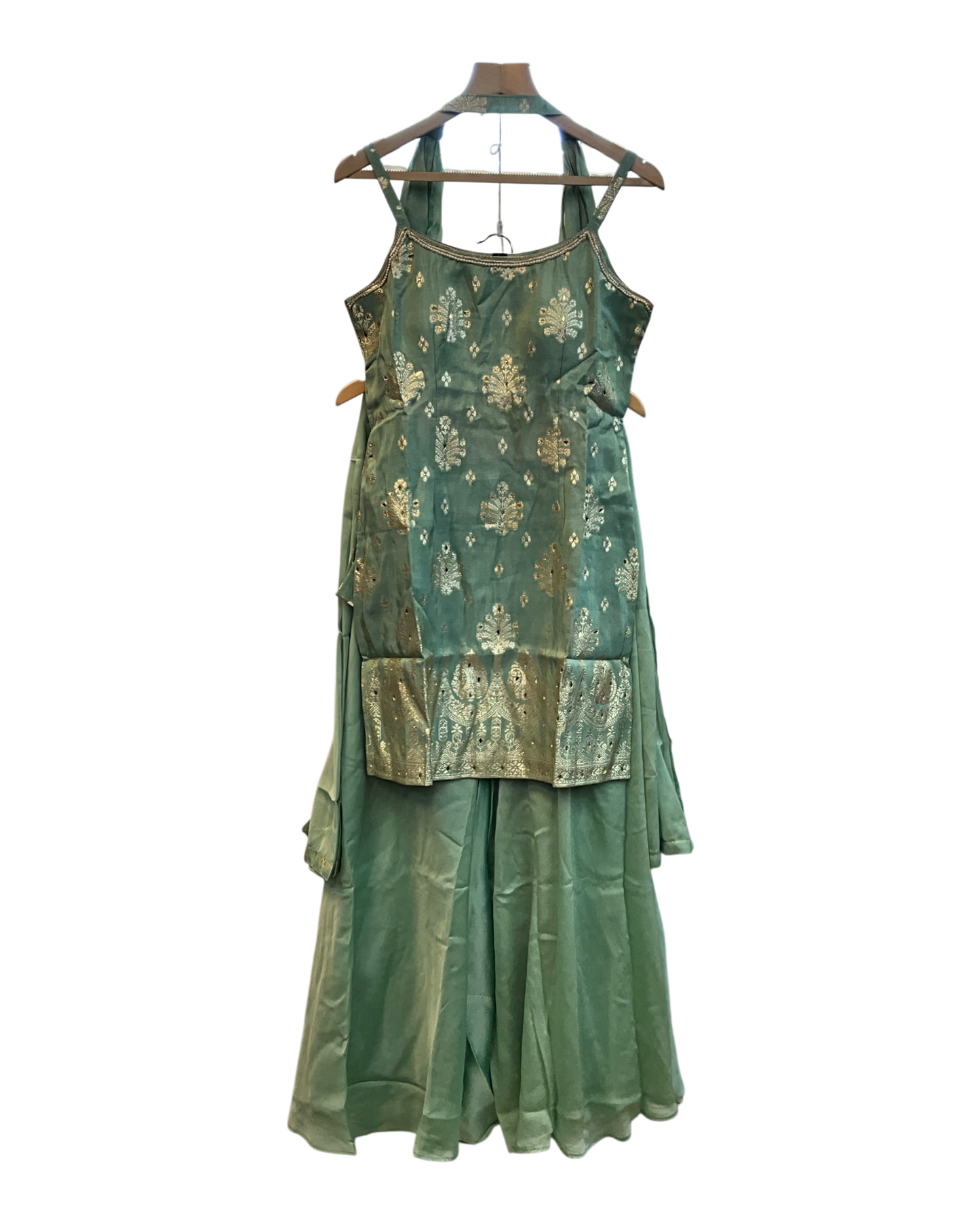 UK 12 / 38" - Sea Green - Ladies Sharara / Palazzo Trousers Suit - UK Stock - Sangeet / Henna / Weddings - OC21179 VA