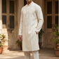 Cream / Ivory - Soft Cotton Self Woven Mens Kurta Set - Perfect under a Waistcoat - Sangeet Mehendi Haldi - KCS1263 03KJ26