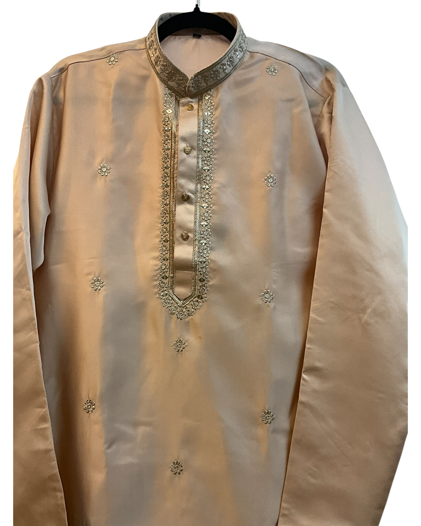 Pastel Peach - Soft Cotton Silky Mens Kurta Set with Neck Thread Embroidery- Sangeet Mehendi Haldi - KCS1019 06KC26