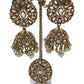 Gold - Large - Antique Gold Finish Necklace Set with Earrings - RAK203 KK 0724
