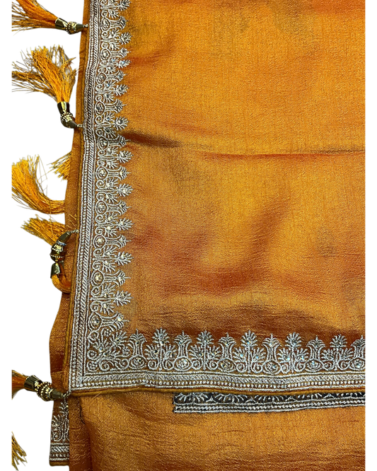 Amber / Yellow - Fancy Party Saree with Blouse Piece - UK stock - 24hr Dispatch - SP2606 KA