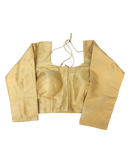 Gold - Dupion Silky Saree blouse with cups, Long Sleeves- 36" to 44" - RNK - R748-Ap
